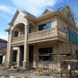 湖州 黄金麻花岗岩石材私人别墅雕花门楼柱阳台栏杆