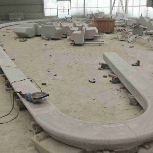 湖州 芝麻白花岗岩弧形花坛石，坐凳石