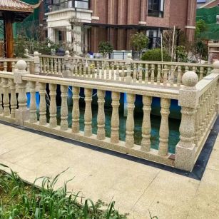 湖州黄金麻花岗岩石材栏杆，扶手，将军柱，花瓶柱