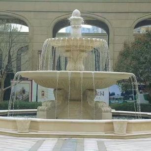 湖州 黄金麻花岗岩异型加工——户外庭院石雕流水喷泉