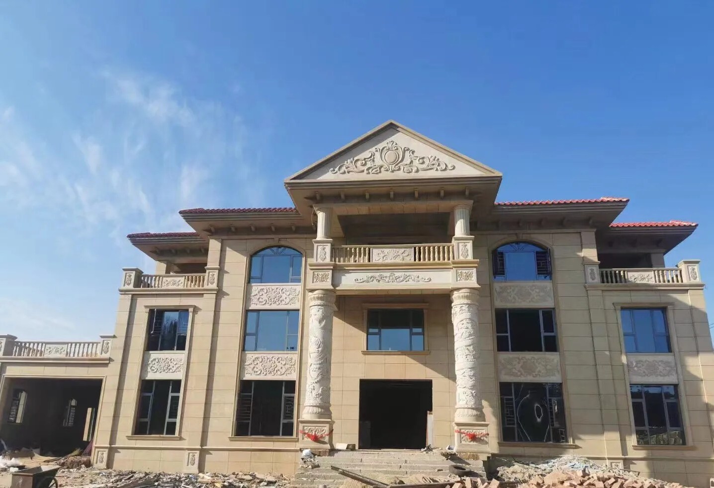 湖州 黄金麻花岗岩别墅外墙干挂