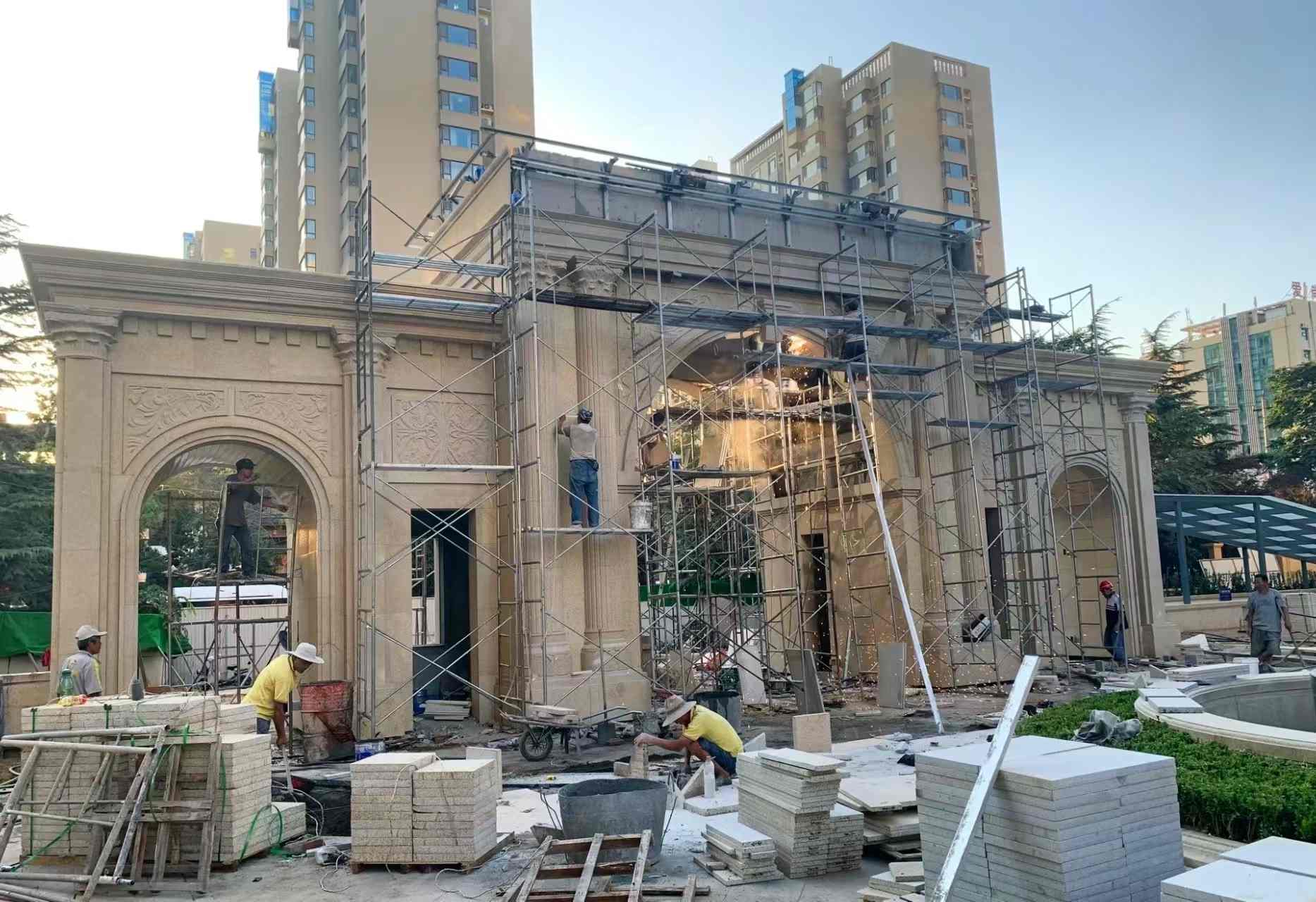 湖州 黄金麻荔枝面花岗岩小区门楼外墙干挂